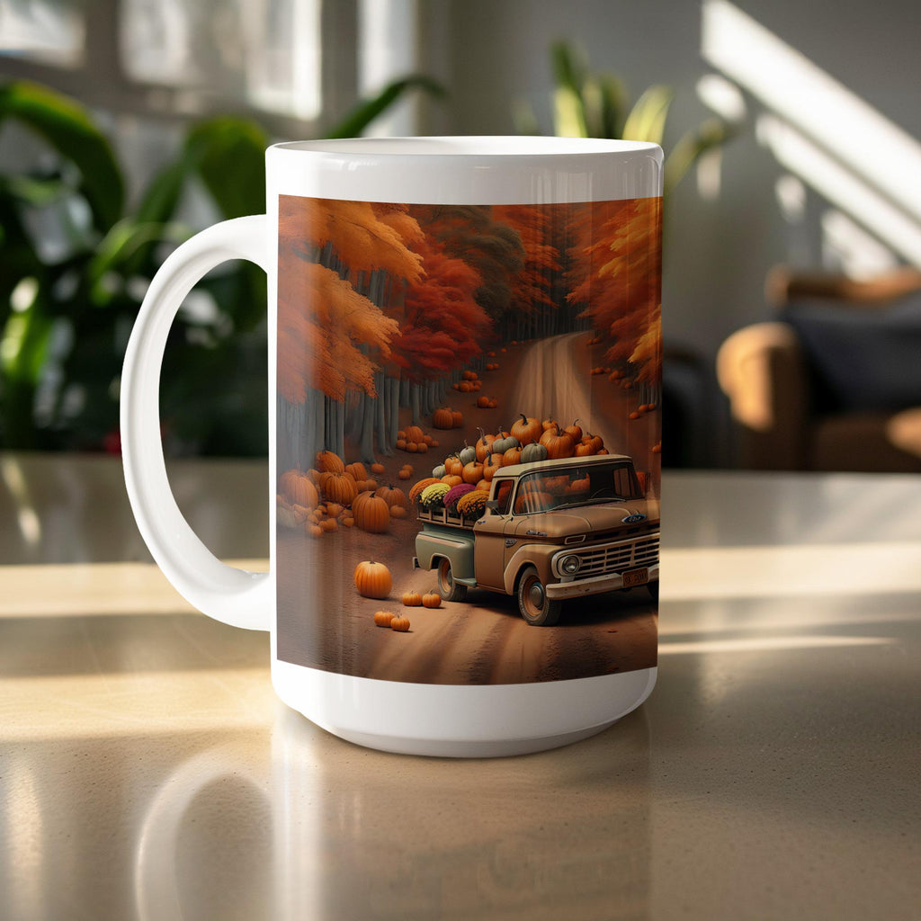 Pumpkin Truck Mug Wrap: Fall Harvest Sublimation Design (Digital Download 15oz PNG File)