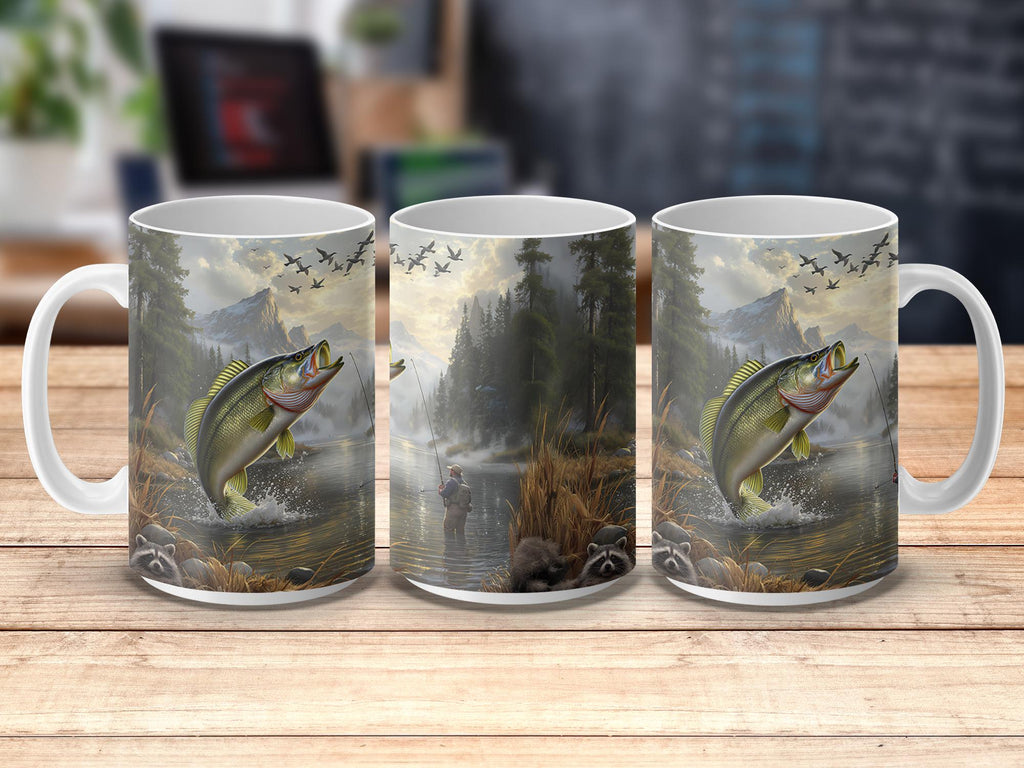 Largemouth Bass Fishing Mug: Ceramic Coffee Cup, Fisherman Gift