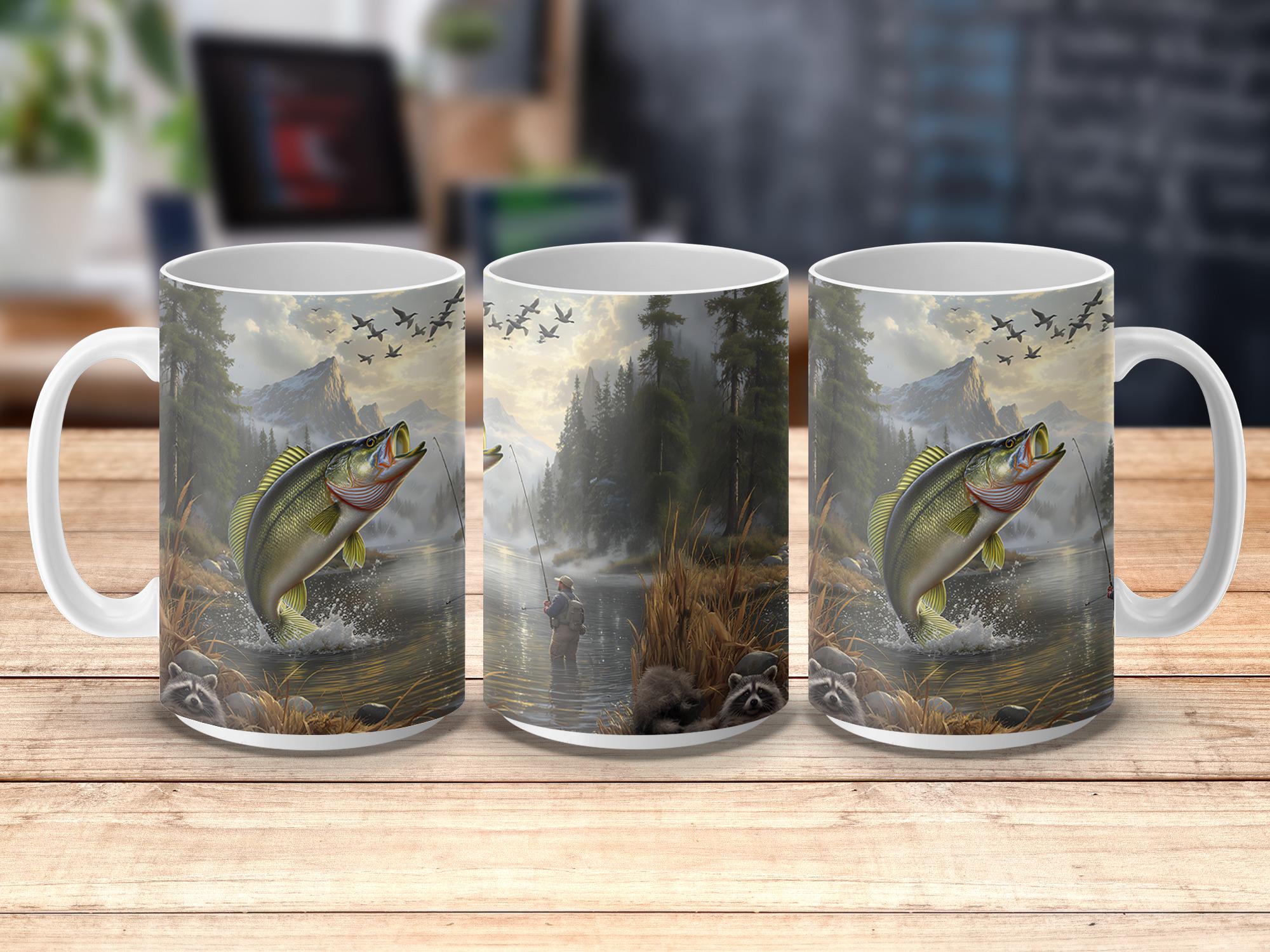 Largemouth Bass Fishing Mug: Ceramic Coffee Cup, Fisherman Gift