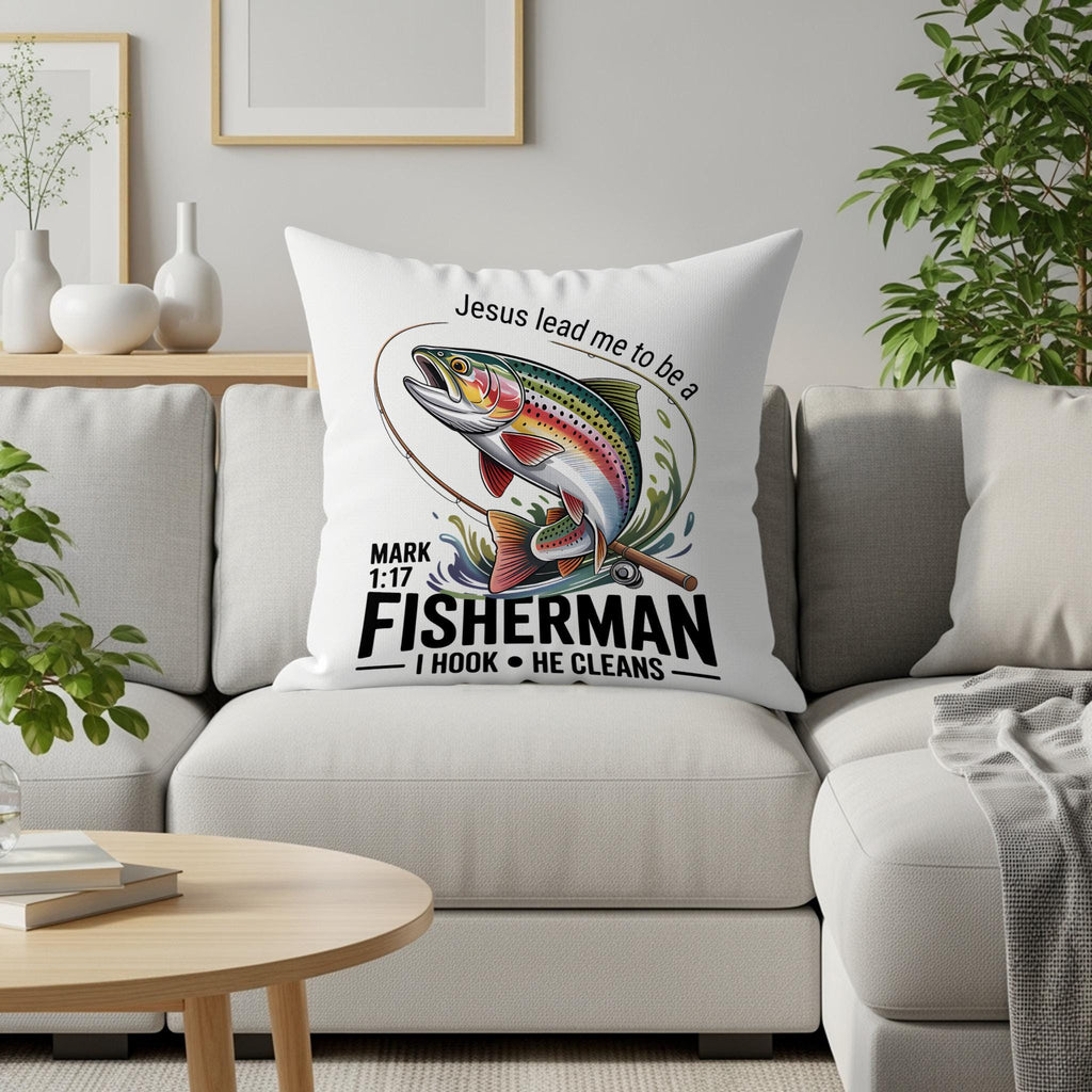 Christian Fishing Design: Jesus Lead Me, Fisherman Art (PNG Digital Download)