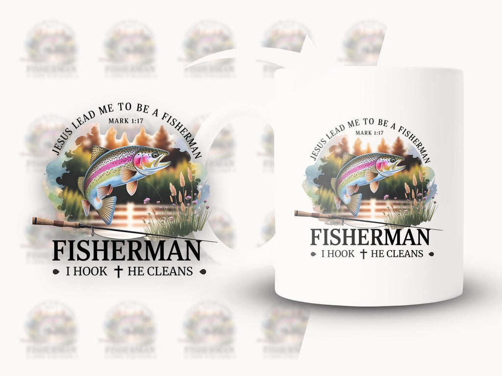 Rainbow Trout Fisherman PNG: Jesus Lead Me Sublimation Design (Digital Download)