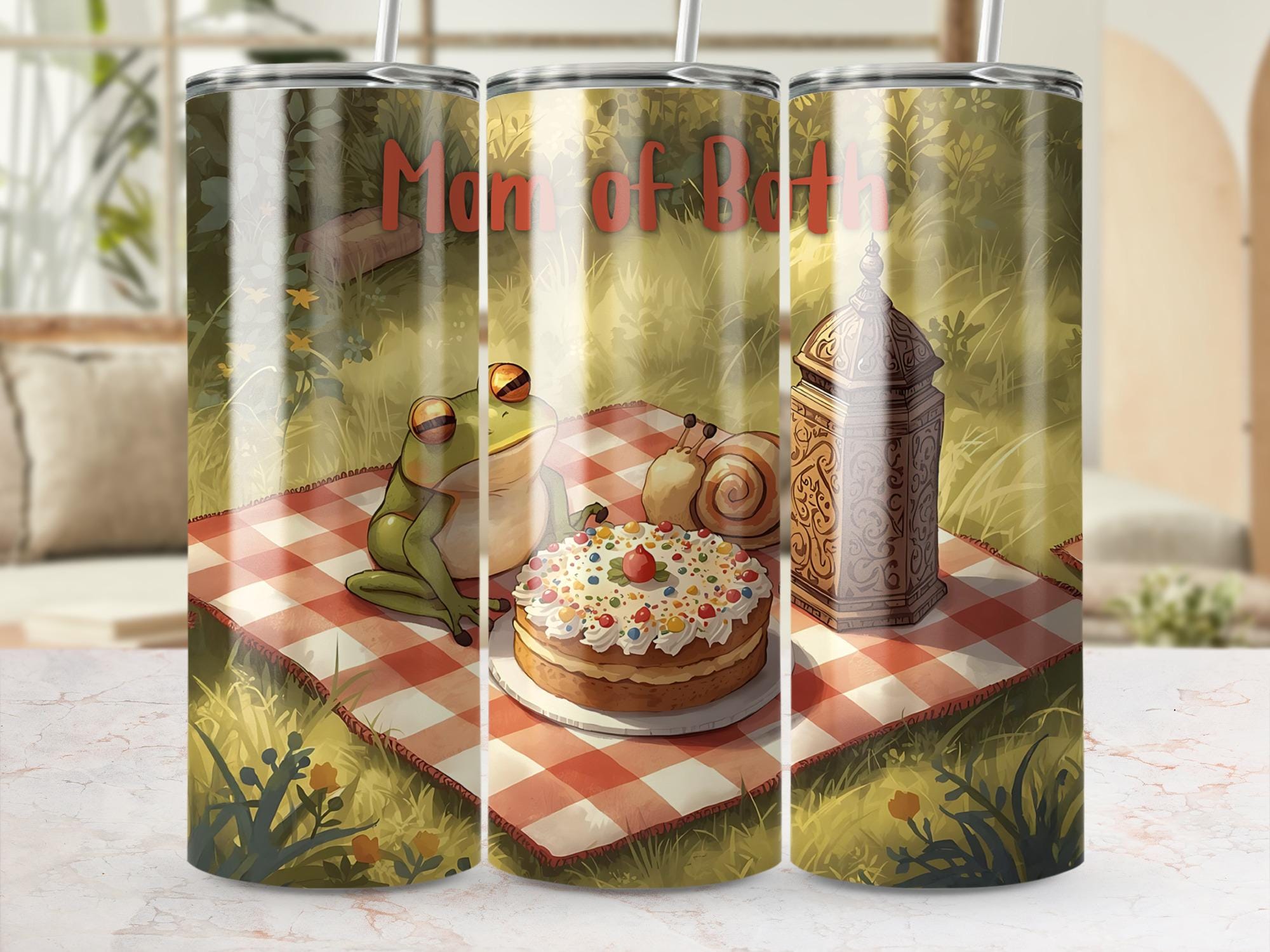 Mom of Both Tumbler Wrap: Frog & Snail Picnic (Digital Download)