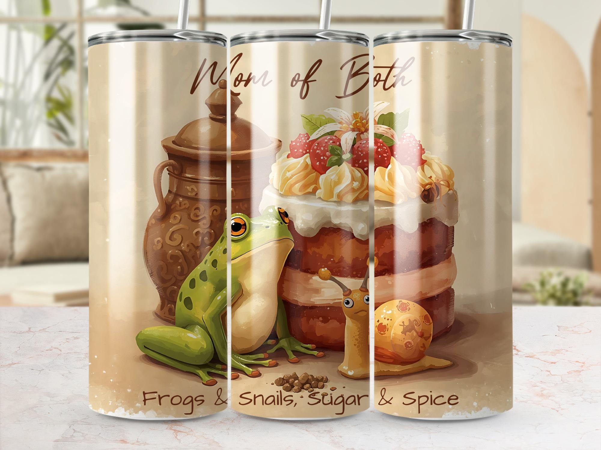 Mom of Both Tumbler Wrap: Frog, Snail, Cake Design (PNG Digital Download)