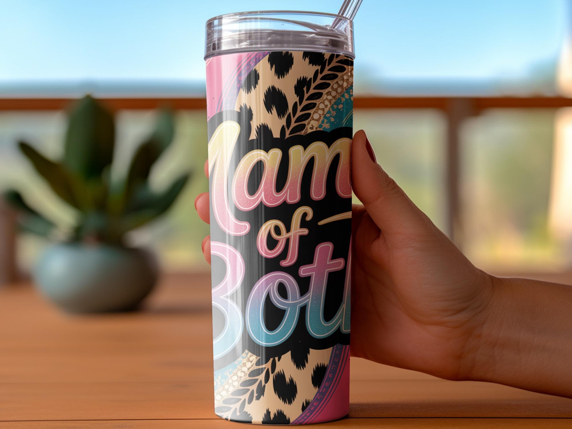 Mama of Both Tumbler Wrap: Cheetah Leopard Rainbow Sublimation (Digital Download)