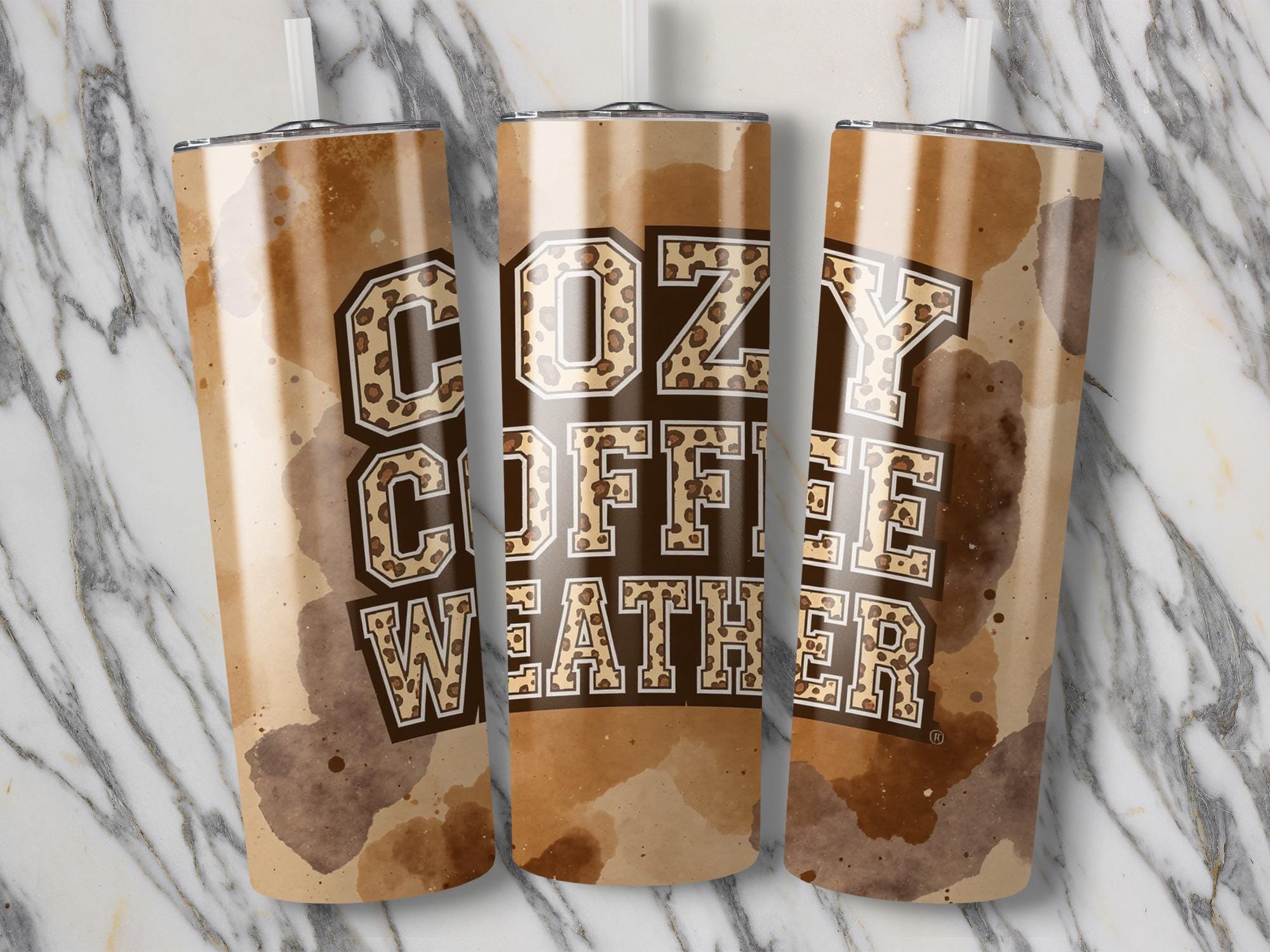 Leopard Print Coffee Tumbler Wrap: Cozy Sublimation Design (Digital Download)