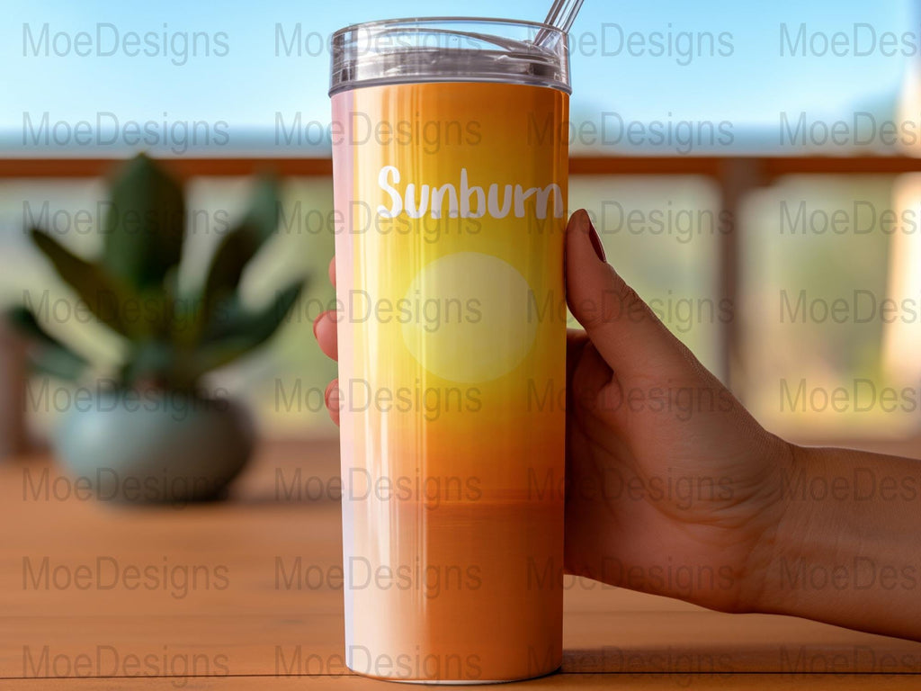 Ombre Sunset Tumbler Wrap: Summer Vibes, 20oz Skinny Tumbler (PNG Digital Download)