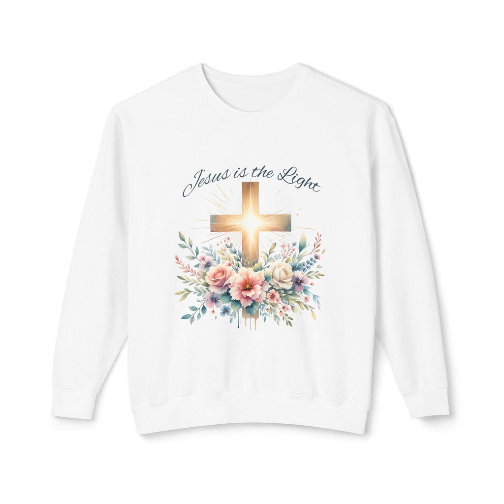 Floral Cross 'Jesus is the Light' PNG: Christian T-Shirt Design (Digital Download)