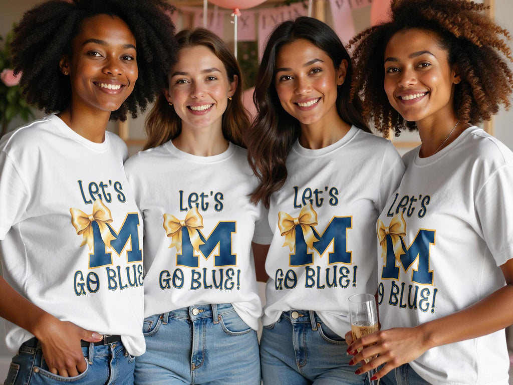Michigan PNG: Let's Go Blue Bow Graphic (Digital Download)