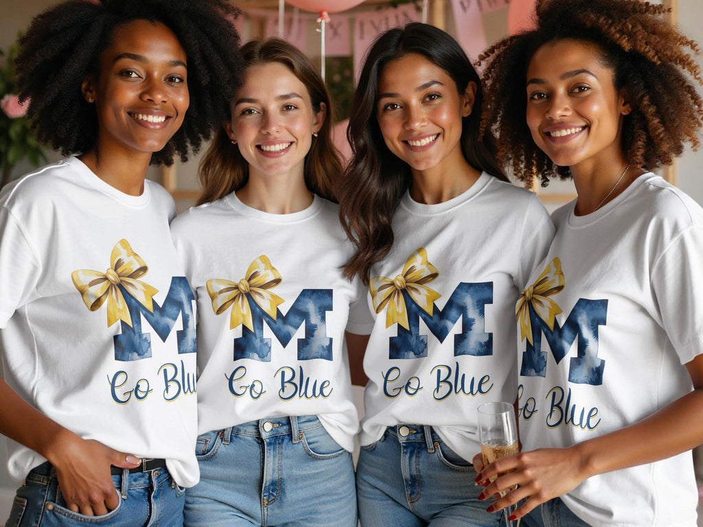 Michigan, M with Bow PNG: Go Blue Digital Download