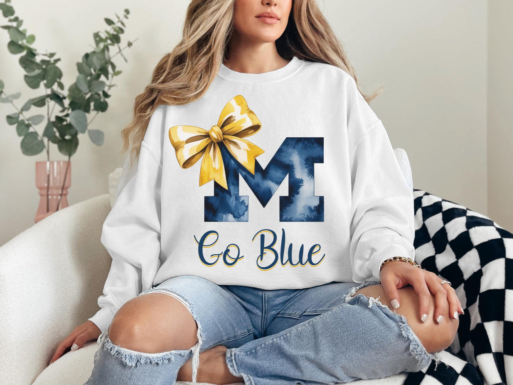 Michigan, M with Bow PNG: Go Blue Digital Download