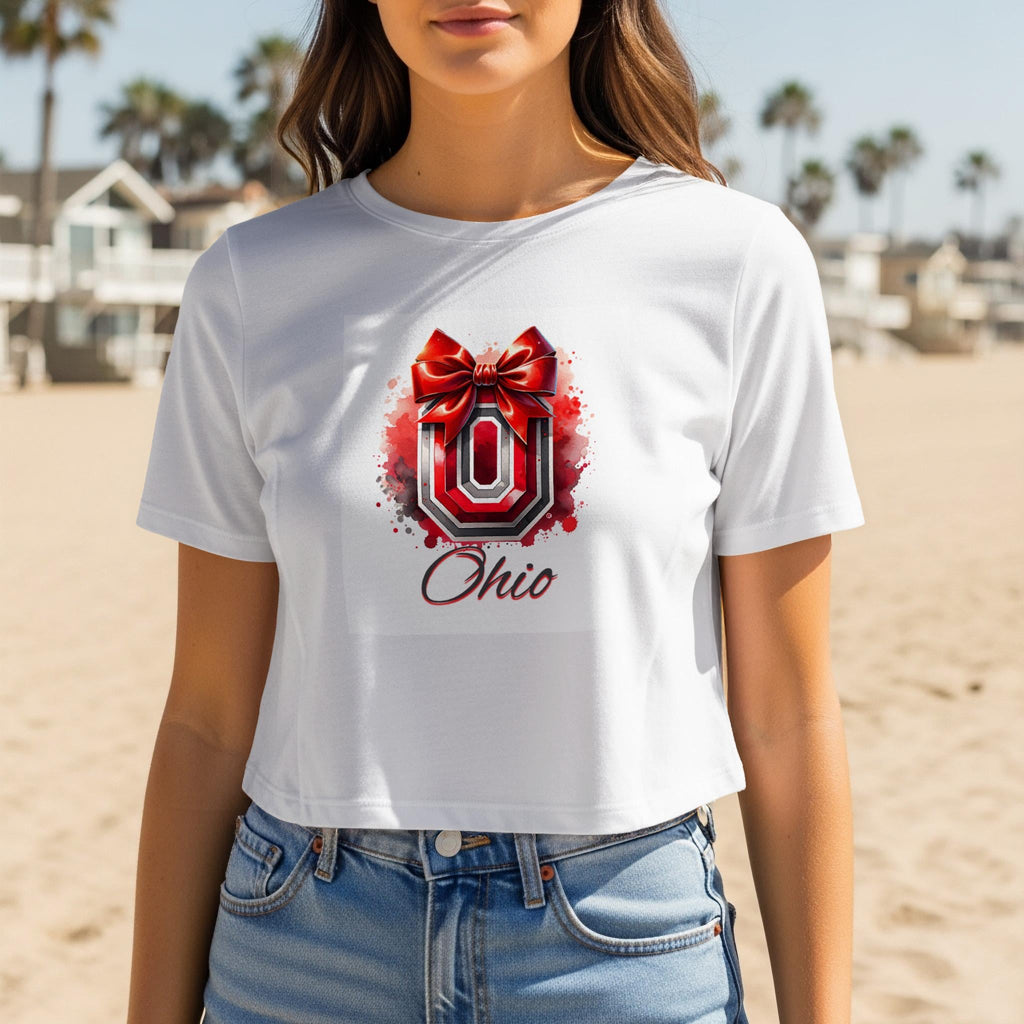 Ohio Buckeyes PNG: Bow Shirt Sublimation Design (Digital Download)