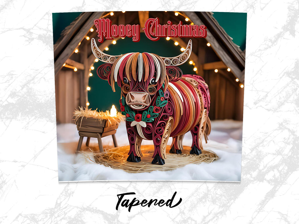 Highland Cow Christmas Tumbler Wrap: 20oz Sublimation Design (PNG Digital Download)