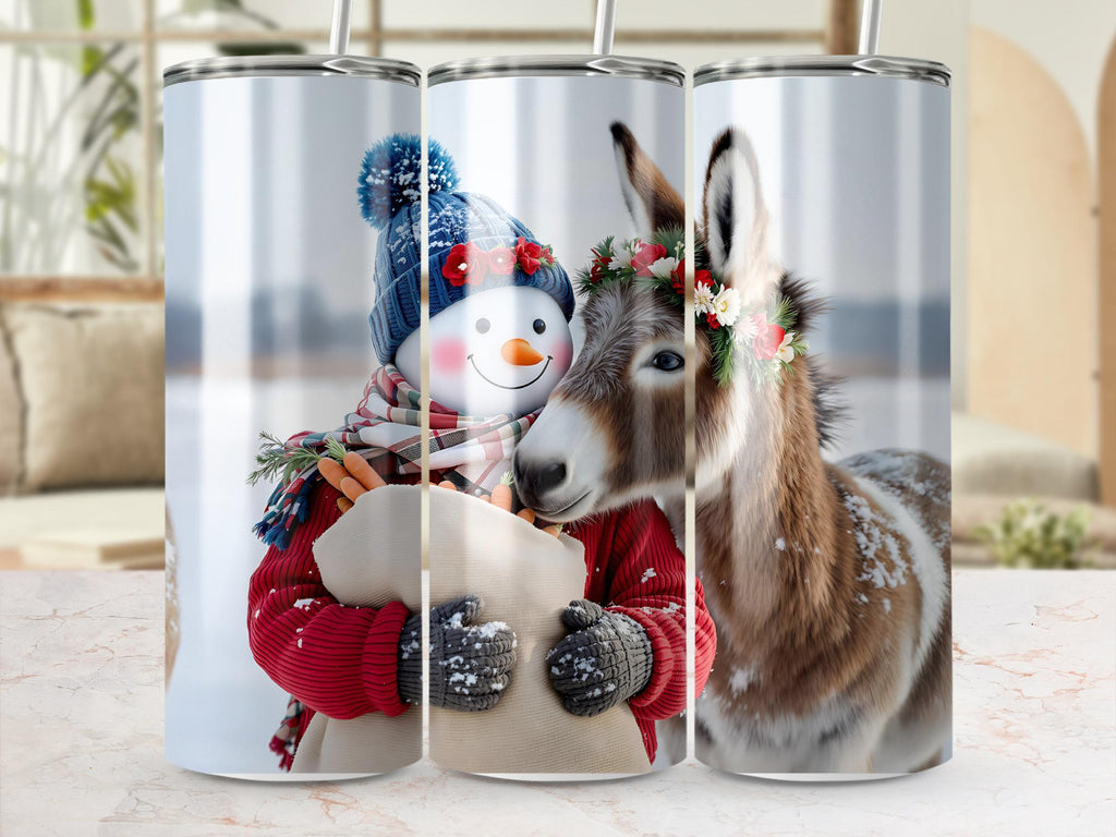 Snowman Donkey Tumbler Wrap: Winter Sublimation Design (Digital Download)