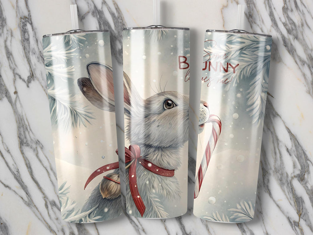 Some Bunny Loves Me Tumbler Wrap: Winter Candy Cane Design (Digital Download)