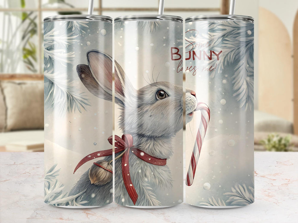 Some Bunny Loves Me Tumbler Wrap: Winter Candy Cane Design (Digital Download)