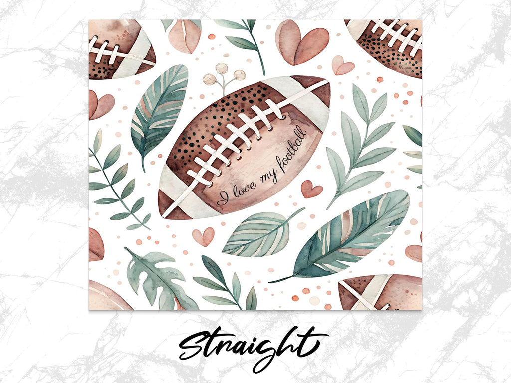 Floral Football Tumbler Wrap PNG - Sports Sublimation Design (Digital Download)