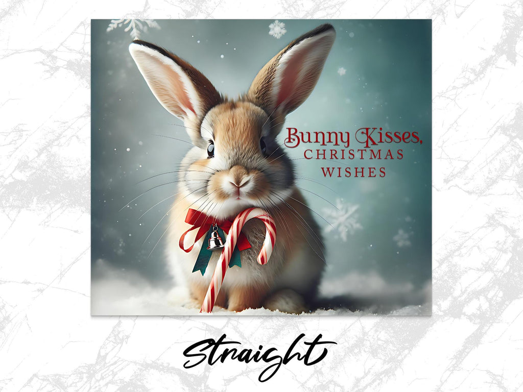 Christmas Bunny Tumbler Wrap: Holiday Kisses Design (Digital Download)