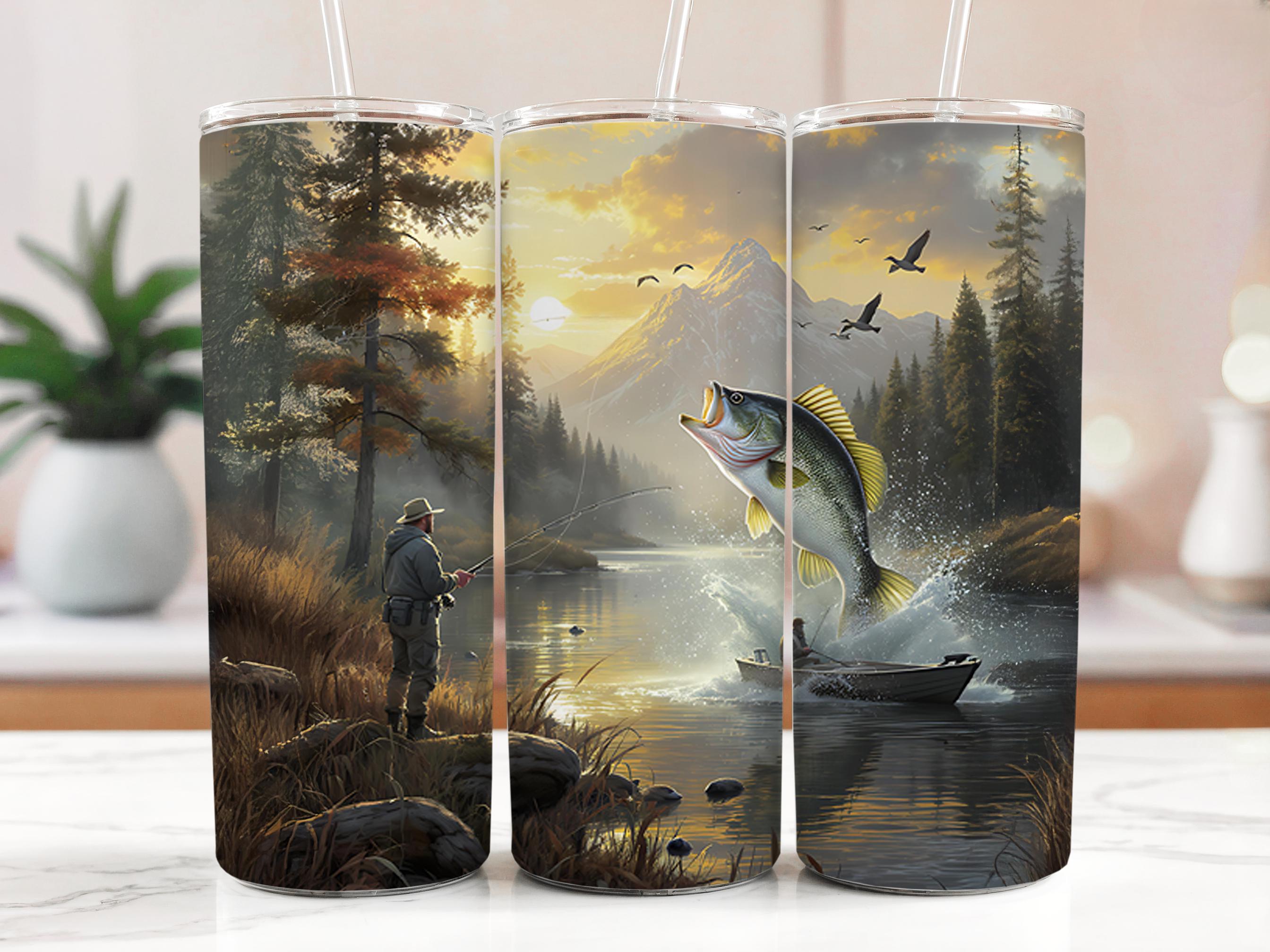 Bass Fishing Tumbler Wrap: Fisherman Sublimation Design (Digital Download PNG)