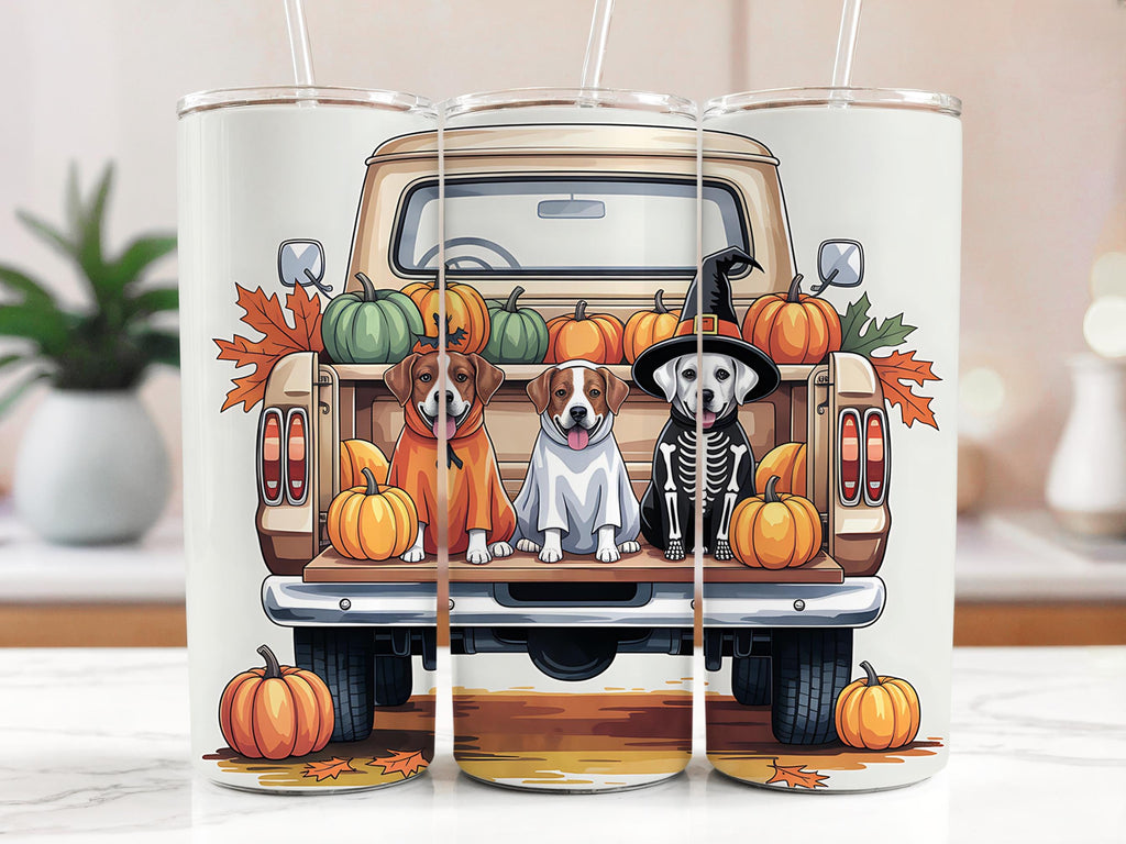 Halloween Dogs Truck Tumbler Wrap: Spooky Season PNG (Digital Download 20oz Tumbler Design)