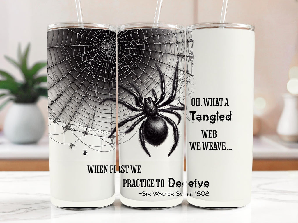 Gothic Spider Web Tumbler Wrap: Deceive Quote PNG (Digital Download