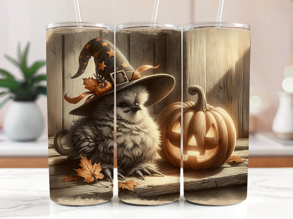 Halloween Chicken Tumbler Wrap: Spooky Pumpkin Design (Digital Download)
