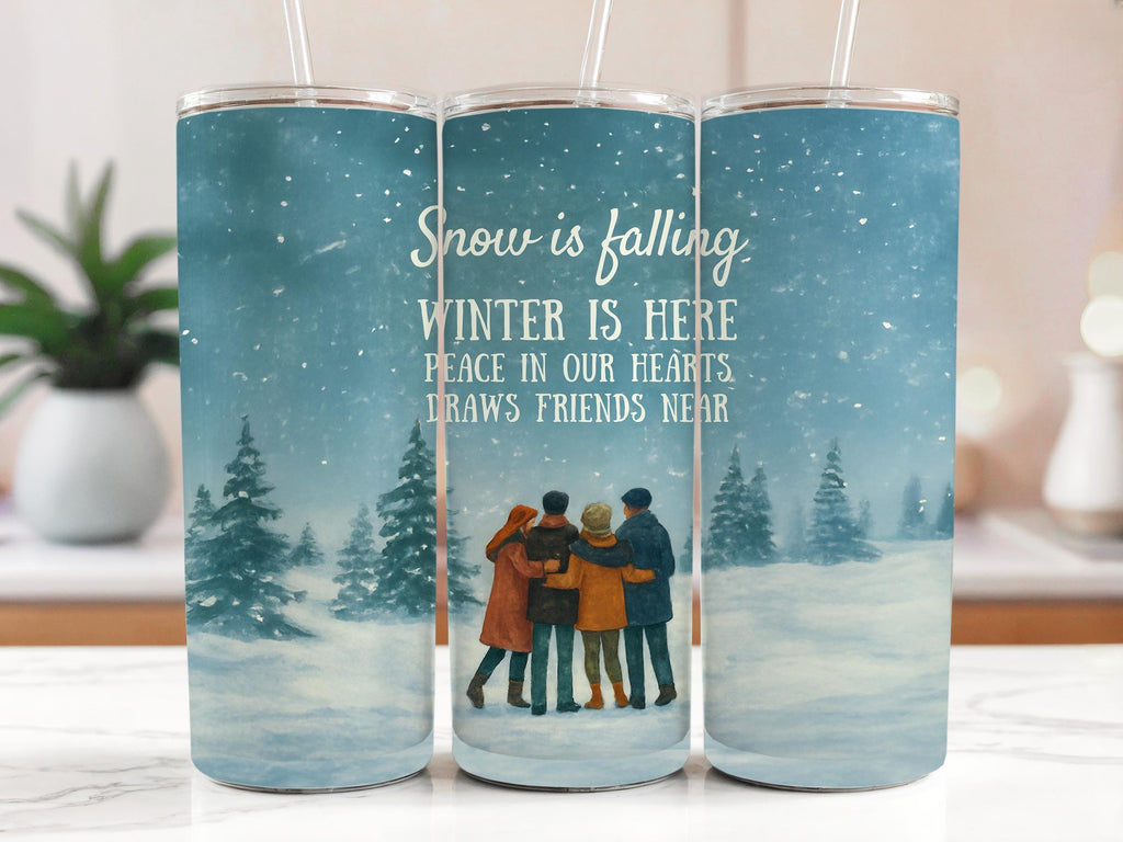 Winter Friends Tumbler Wrap: Snow Scene Sublimation Design (20oz Tumbler) (Digital Download