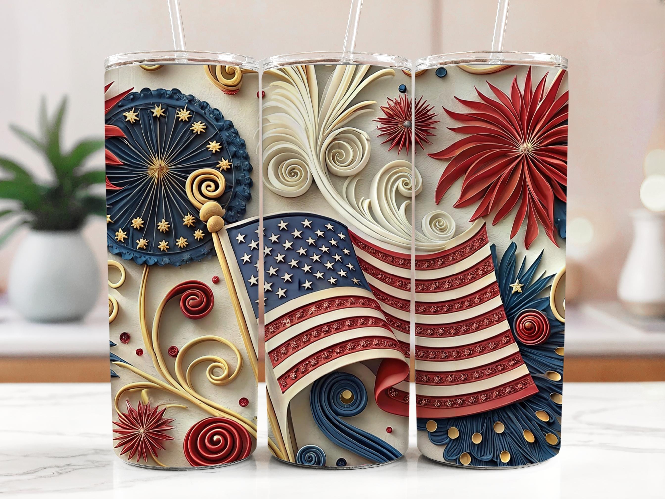 American Flag Tumbler Wrap: Patriotic 20oz PNG Design (Digital Download)