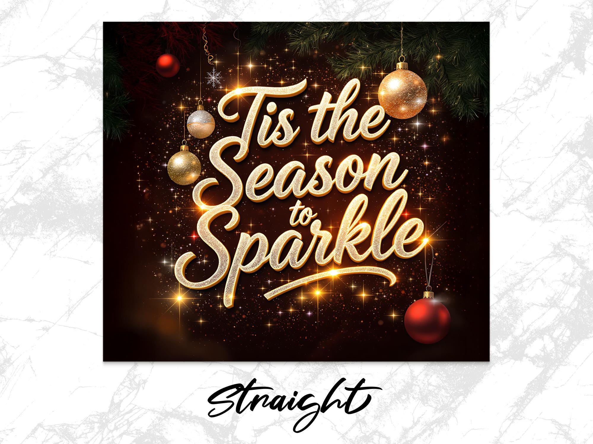 Sparkle Christmas Tumbler Wrap: 'Tis the Season PNG (Digital Download)