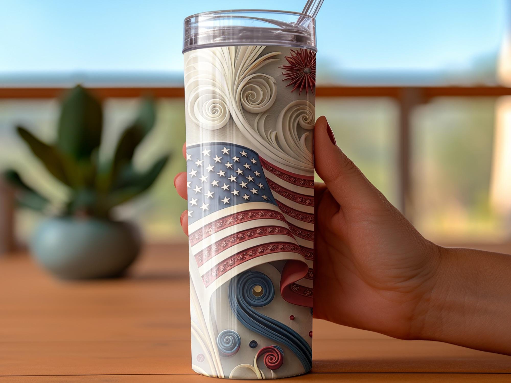 American Flag Tumbler Wrap: Patriotic 20oz PNG Design (Digital Download)
