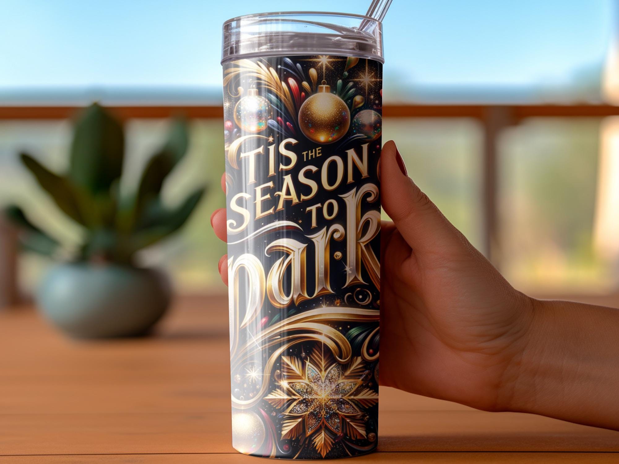 Sparkling Christmas Tumbler Wrap: Festive 20oz PNG Design (Digital Download)