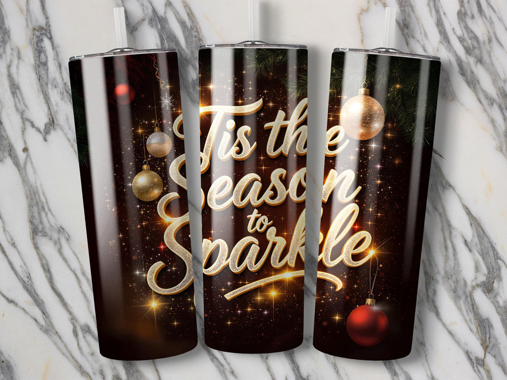 Sparkle Christmas Tumbler Wrap: 'Tis the Season PNG (Digital Download)