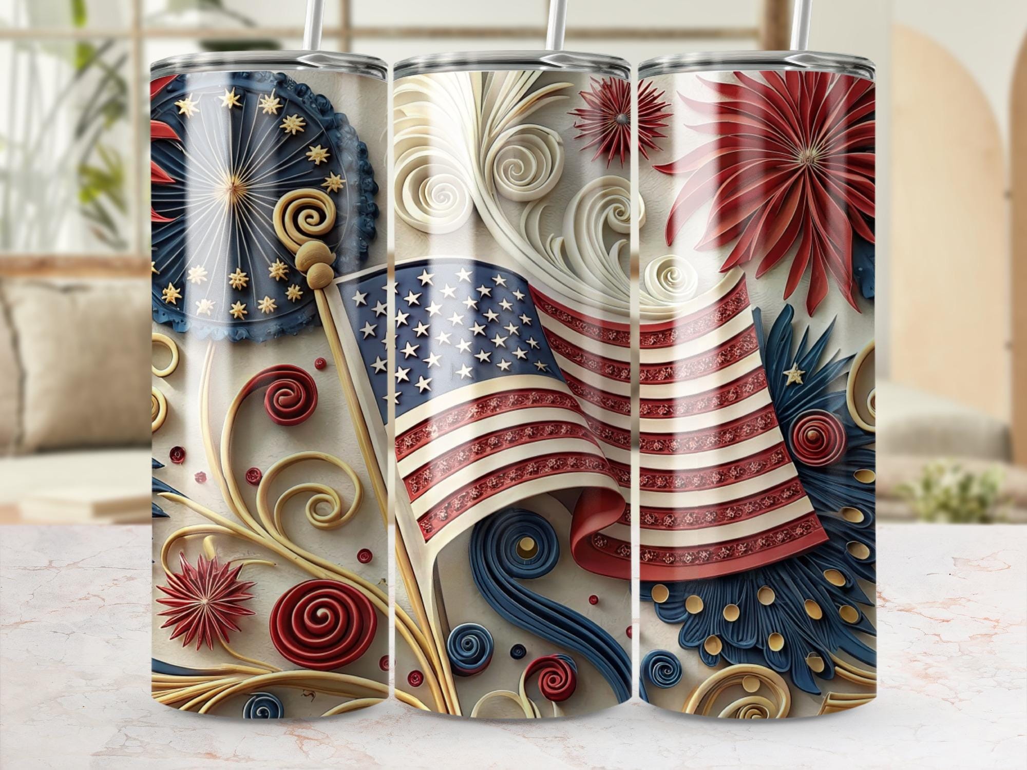 American Flag Tumbler Wrap: Patriotic 20oz PNG Design (Digital Download)
