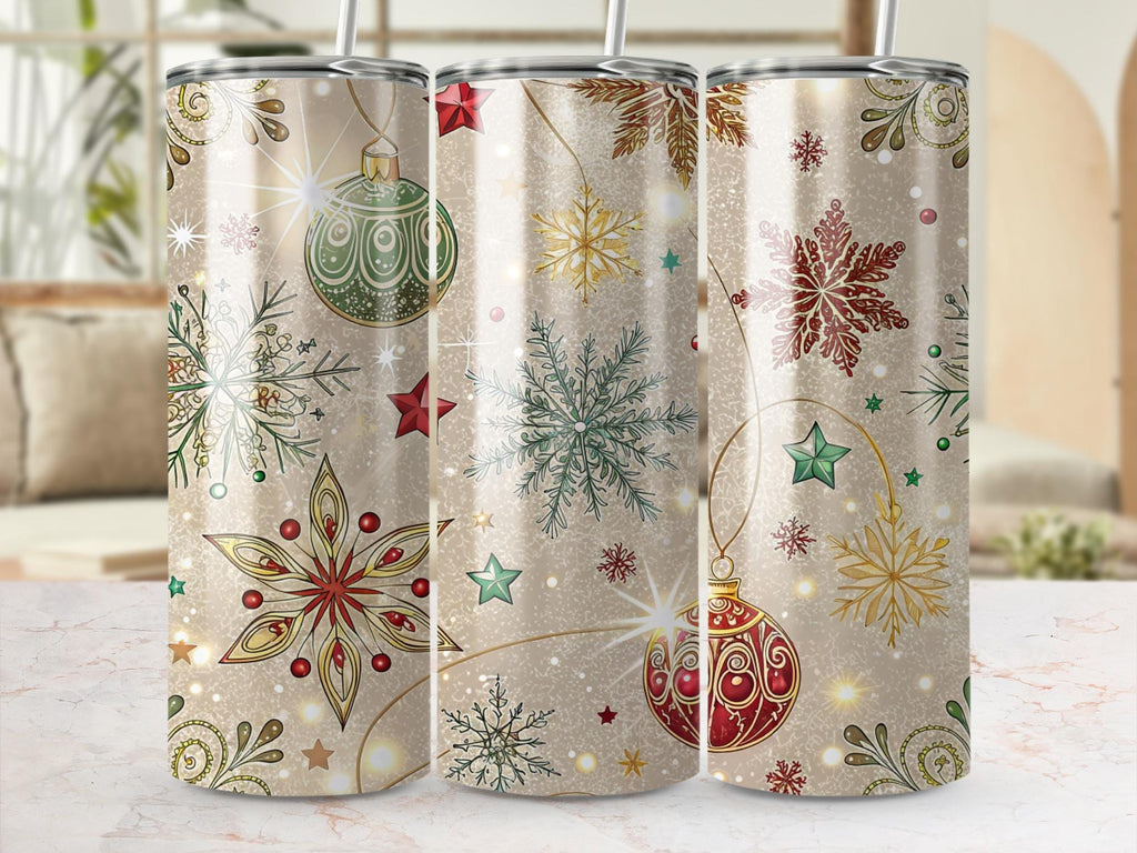 Christmas Ornament Tumbler Wrap: Holiday Snowflake Design (Digital Download)