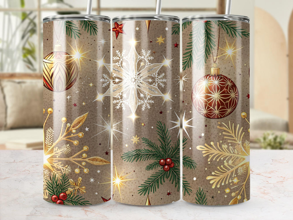 Christmas Ornament Tumbler Wrap: Festive 20oz Skinny Tumbler PNG (Digital Download)