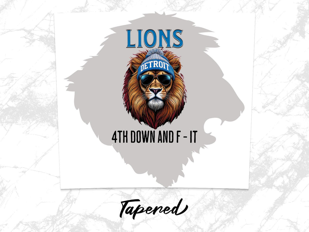 Detroit Lions Tumbler Wrap, 20oz Skinny Tumbler PNG, Cool Lion With Beanie, 4th Down, Sublimation Designs, Digital Download