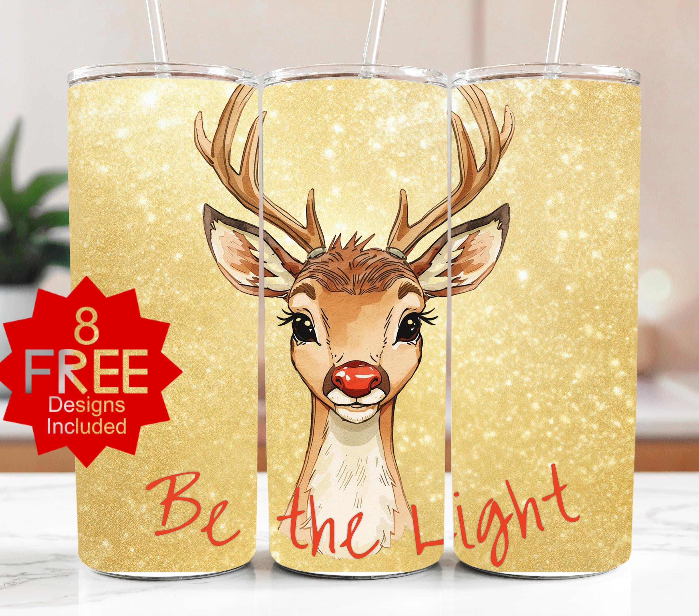 Red Nosed Reindeer Tumbler Wrap: Christmas Sublimation Design (Digital Download)