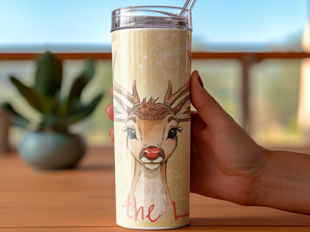 Red Nosed Reindeer Tumbler Wrap: Christmas Sublimation Design (Digital Download)