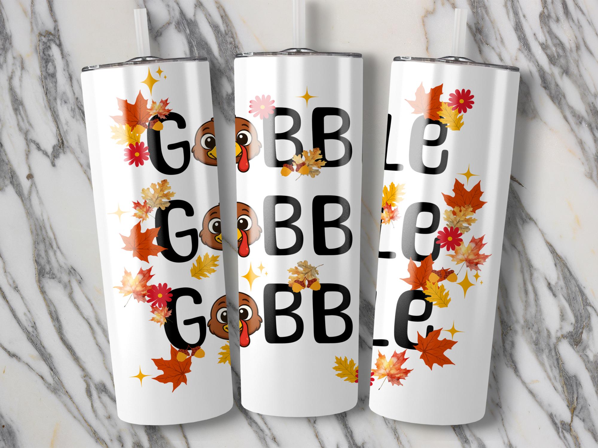 Thanksgiving Tumbler Wrap: Funny Turkey Fall Leaves Design (Digital Download)