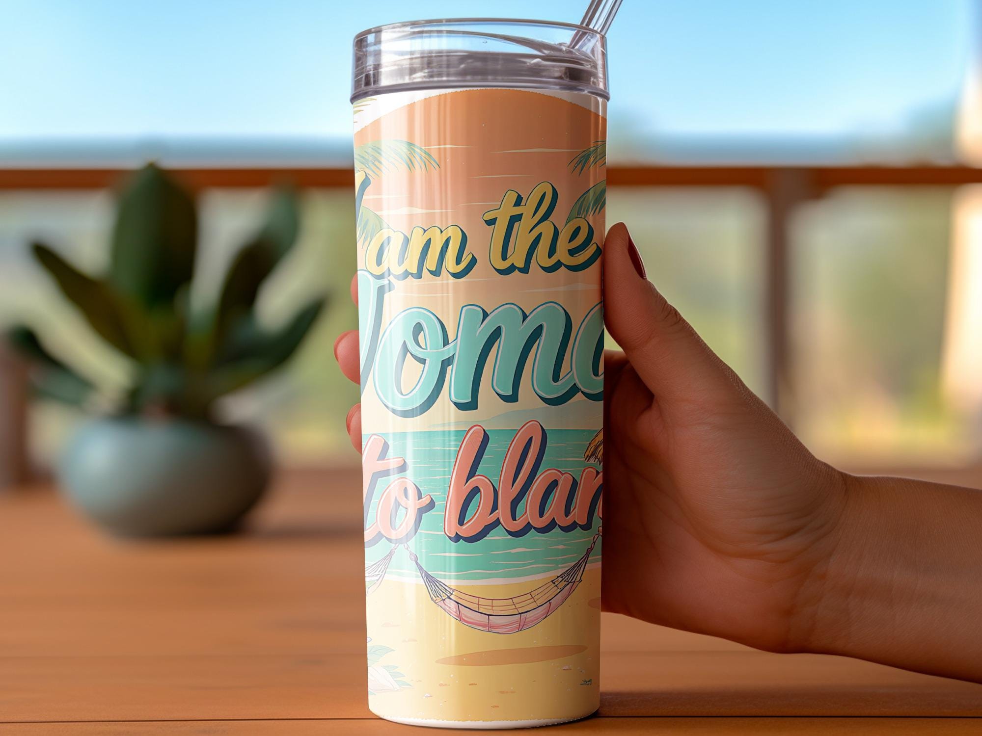 Beach Tumbler Wrap: Tropical Island Design PNG (Digital Download)
