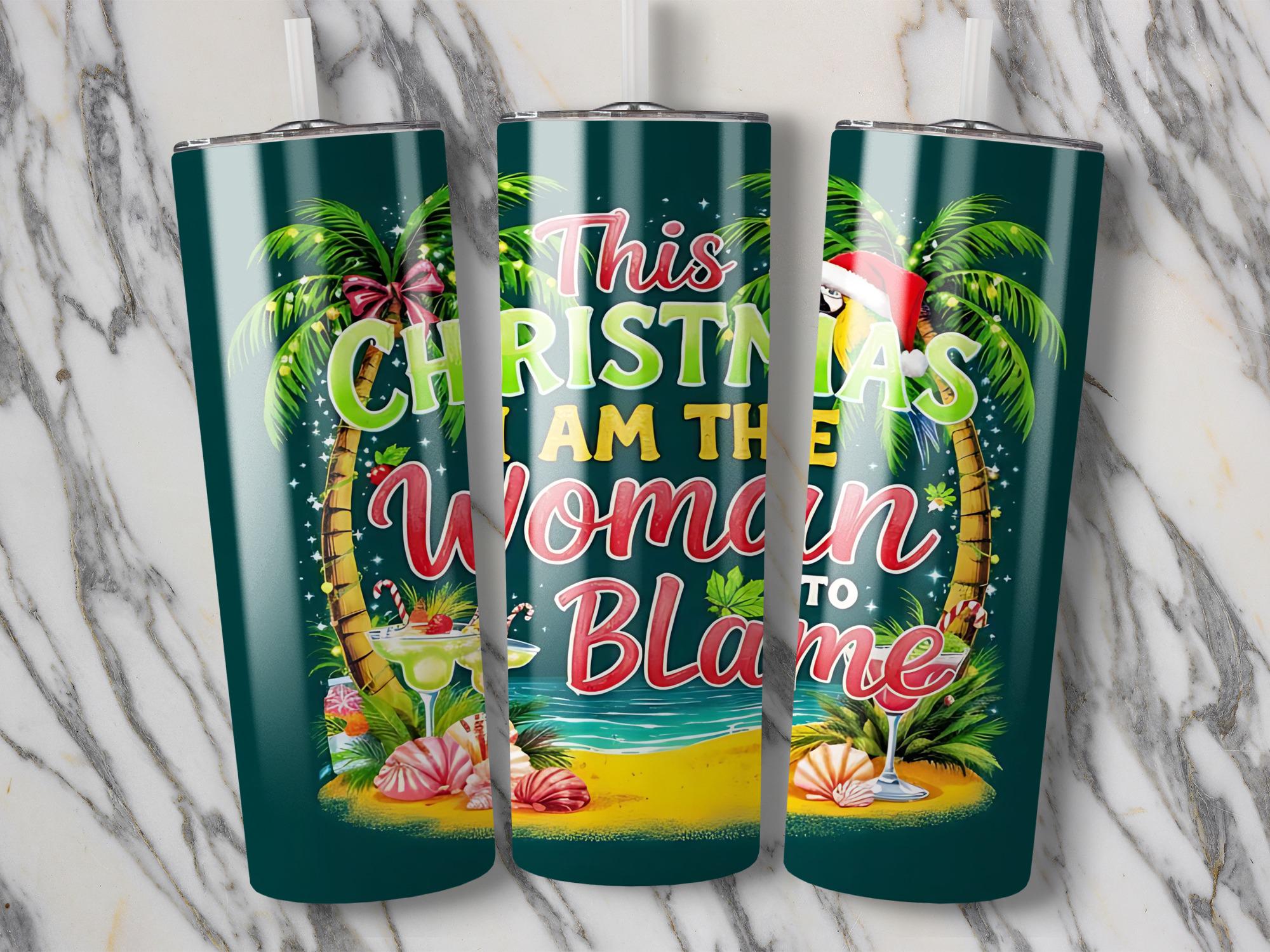 Parrot Santa Hat Tumbler Wrap: Tropical Christmas Design (Digital Download)