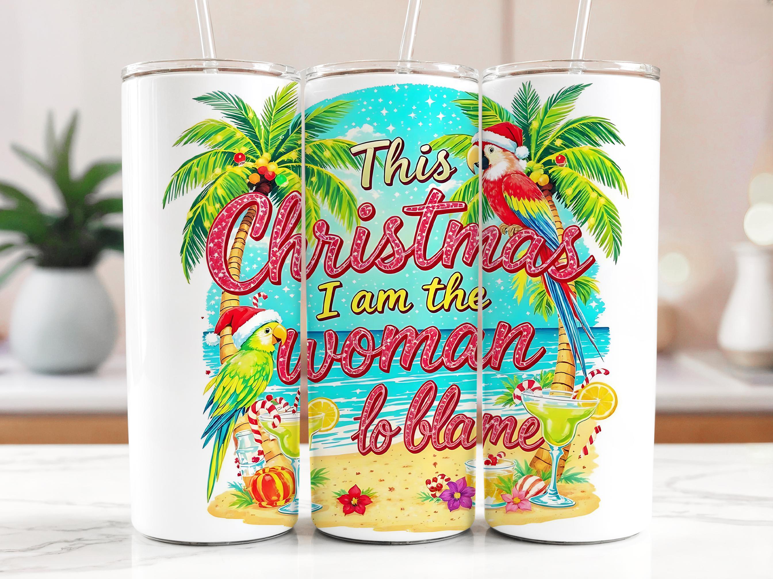 Tropical Christmas Tumbler Wrap: Parrot Santa Hat (Digital Download)