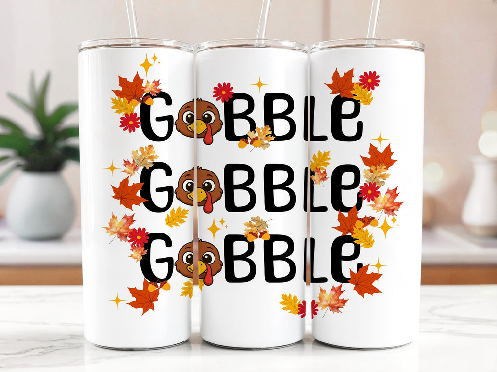 Thanksgiving Tumbler Wrap: Funny Turkey Fall Leaves Design (Digital Download)