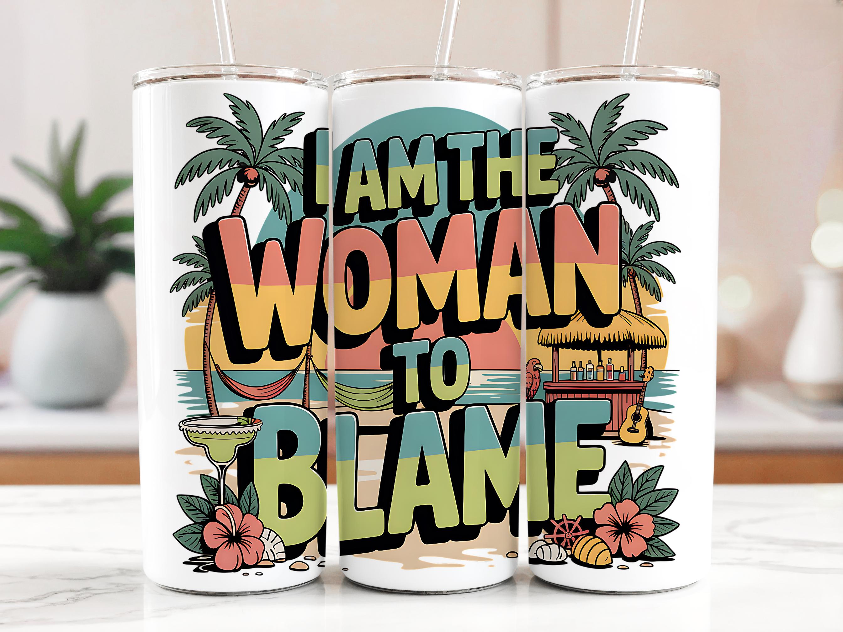 Blame Beach 20oz Tumbler Wrap: Funny Tropical Island Design (Digital Download)