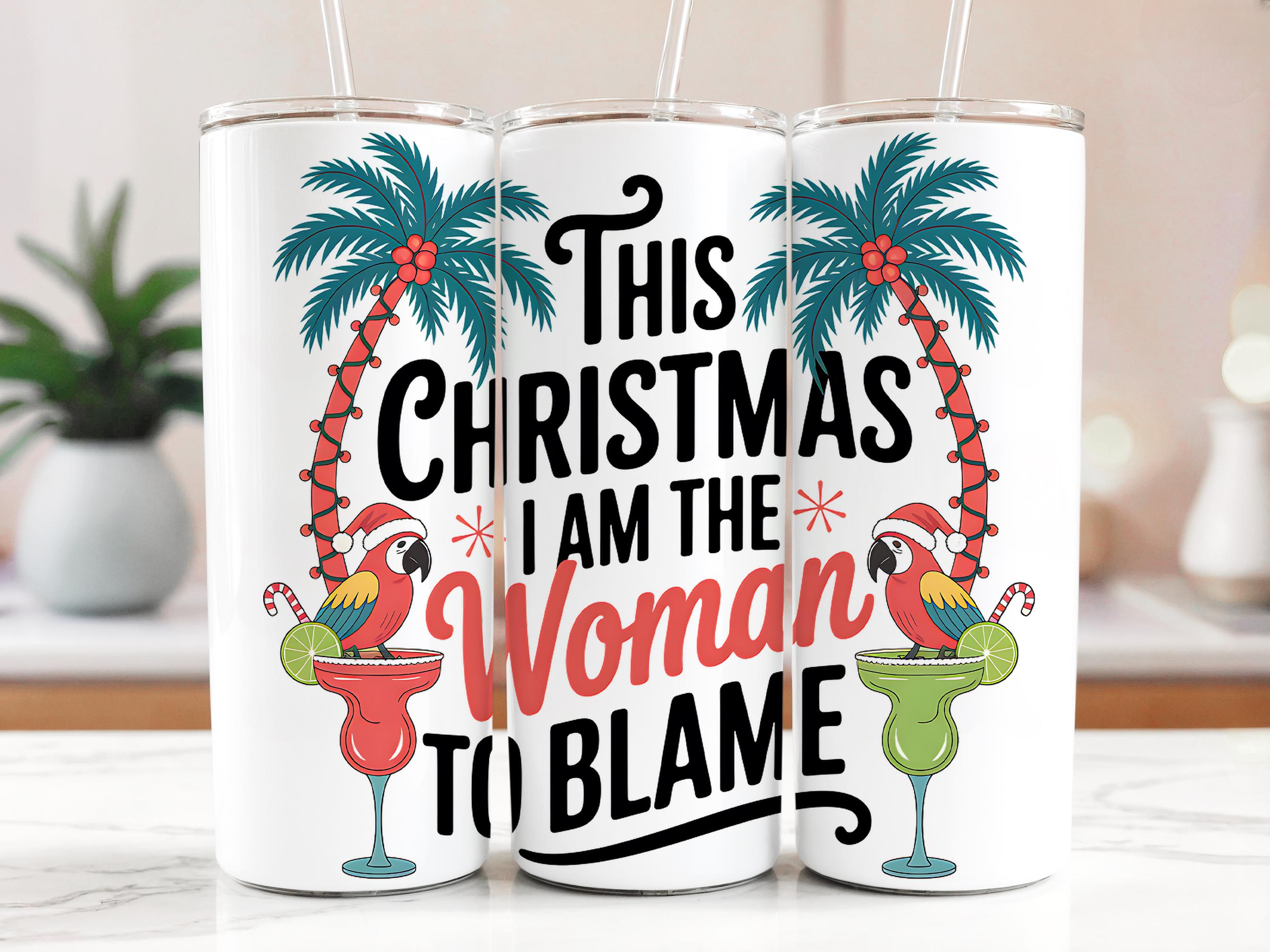 Tropical Christmas Tumbler Wrap: Parrot with Santa Hat (Digital Download)