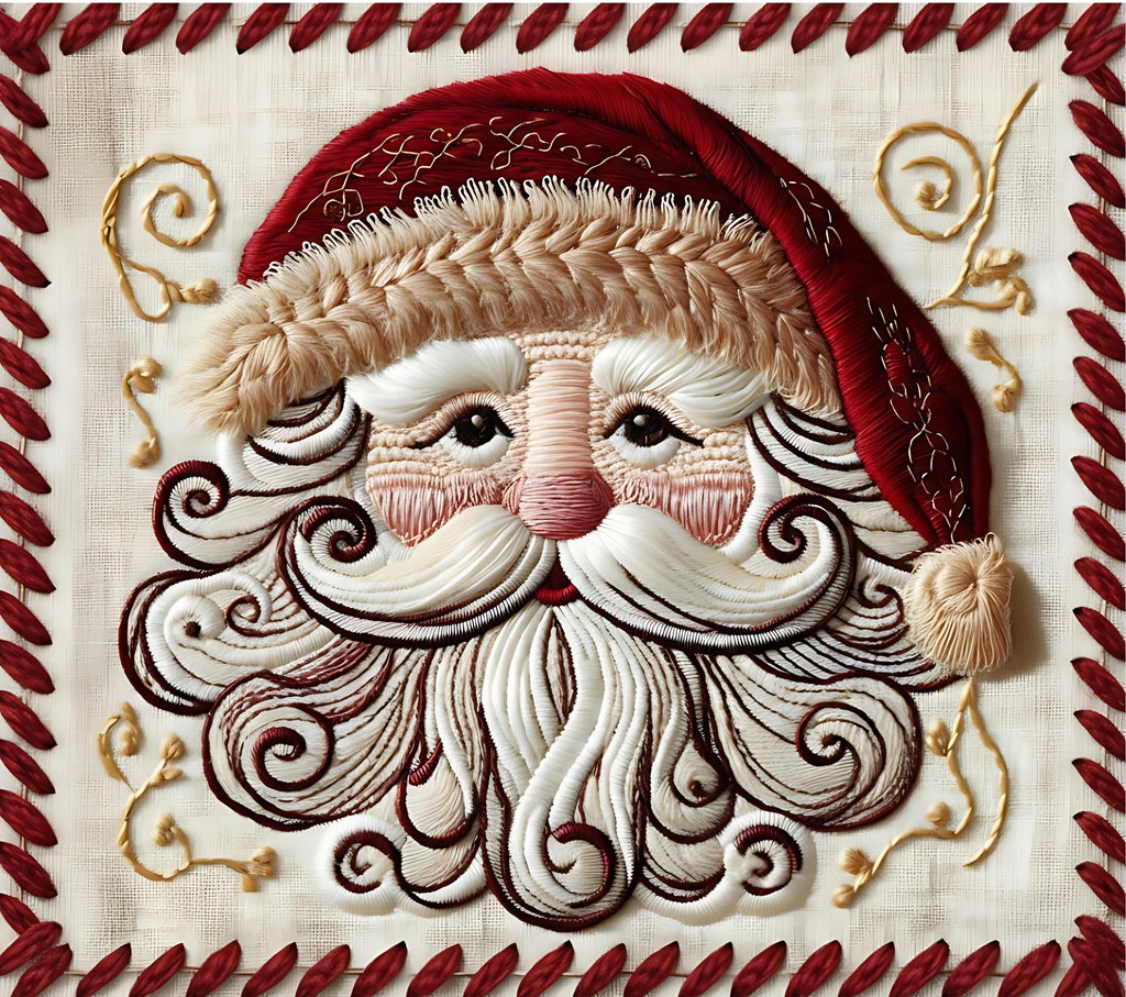 Santa Embroidery Art: Festive Christmas Portrait (Digital Download)