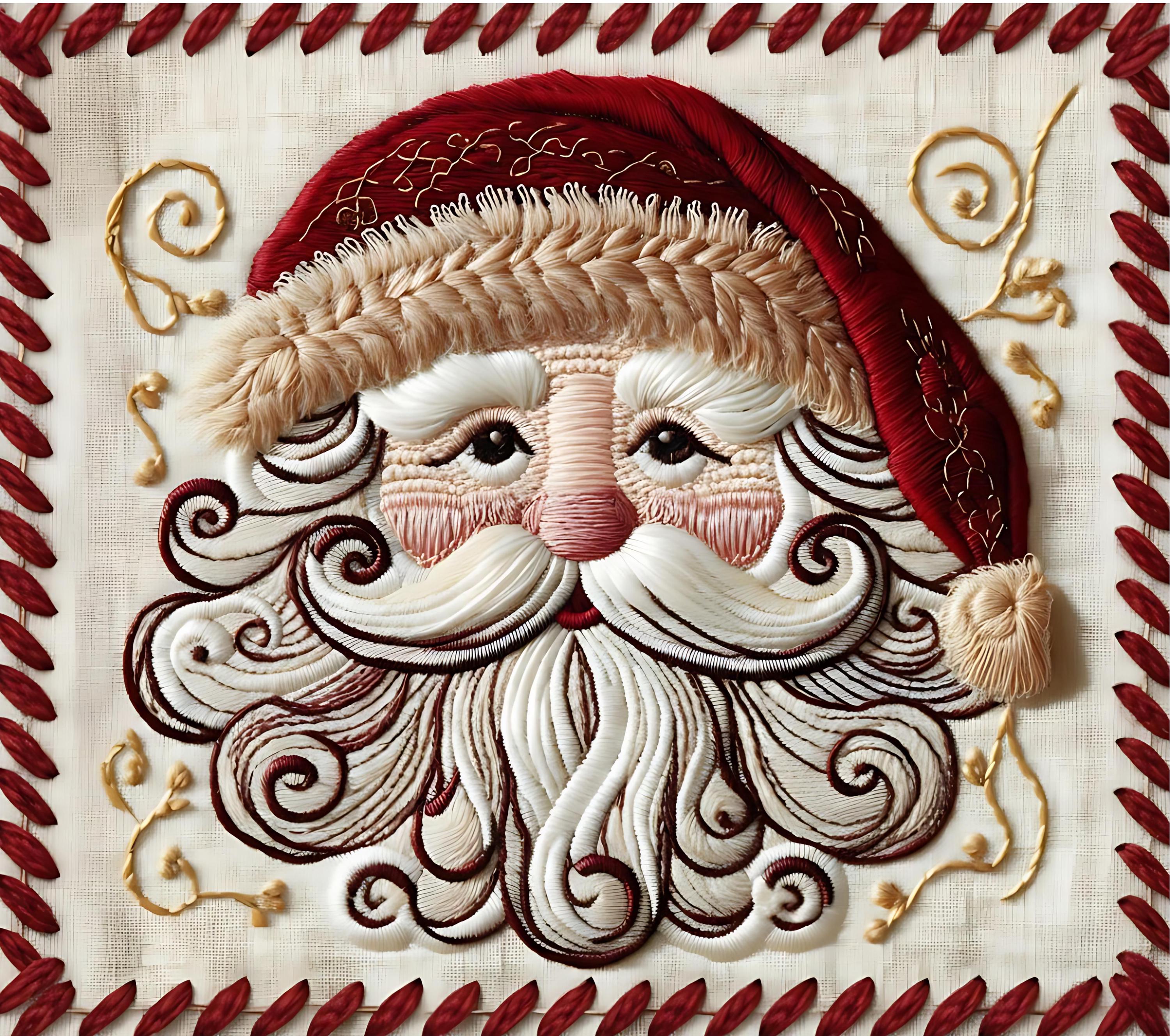 Santa Embroidery Art: Festive Christmas Portrait (Digital Download)