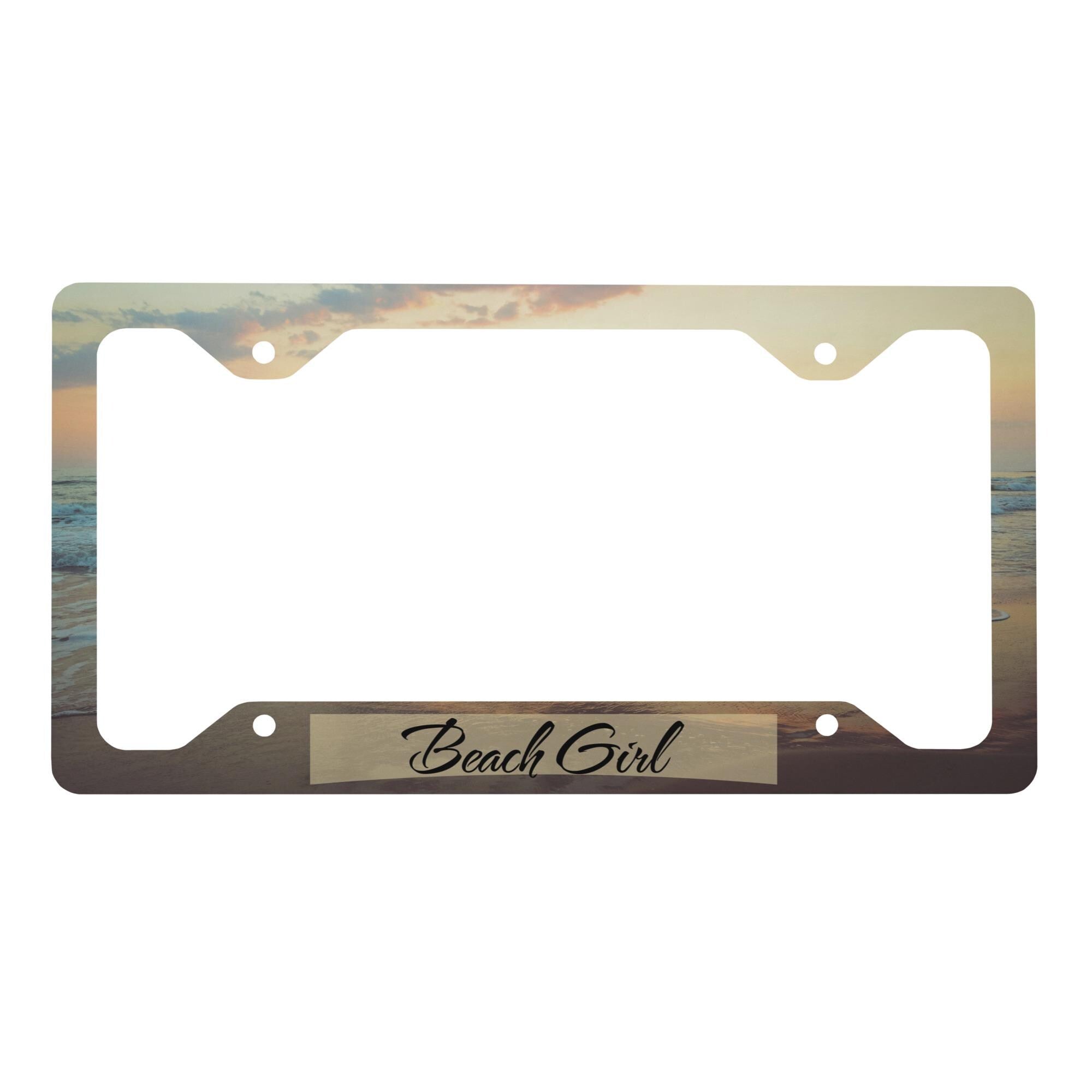 Beach Girl Sunset Metal License Plate Frame