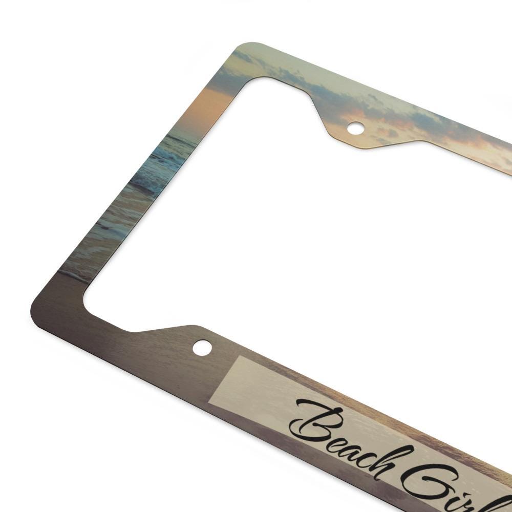 Beach Girl Sunset Metal License Plate Frame