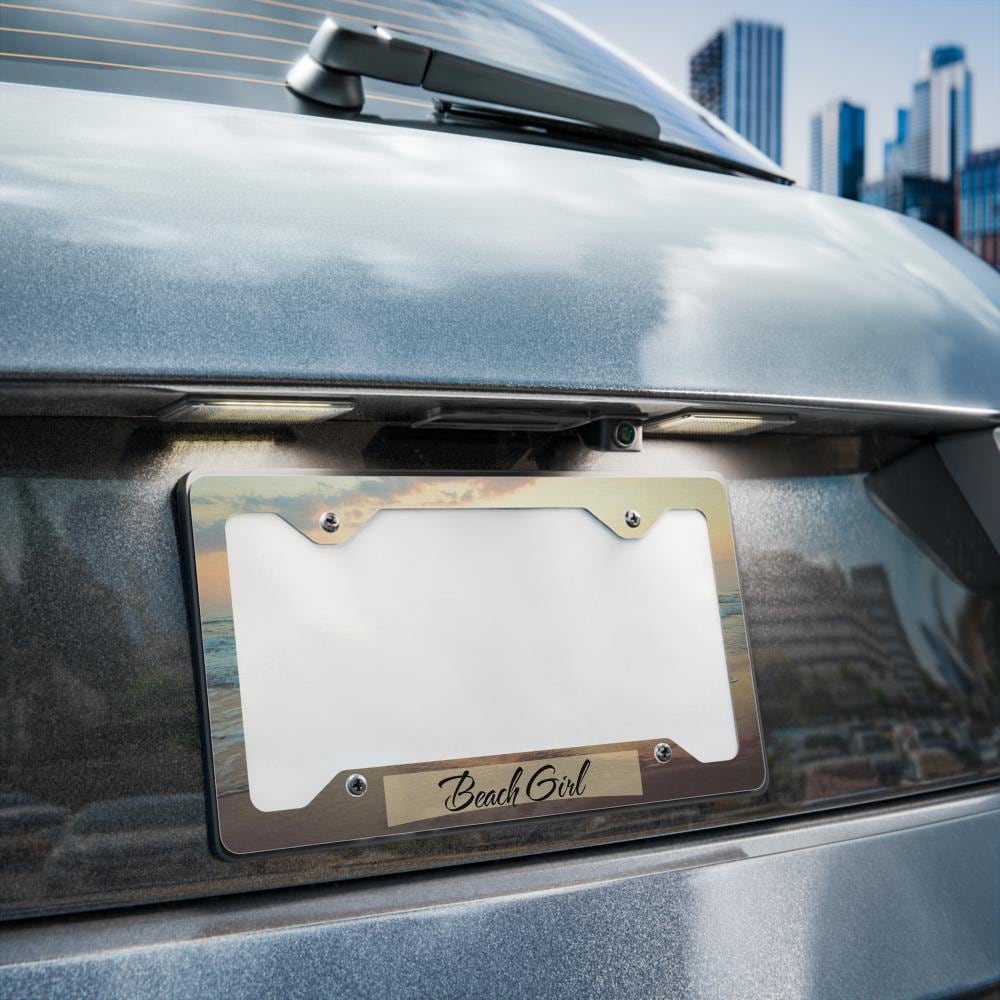 Beach Girl Sunset Metal License Plate Frame