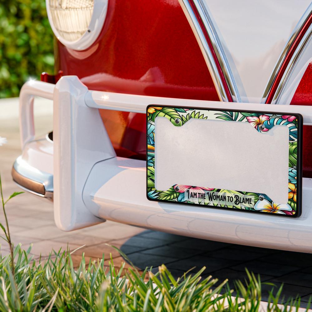 I am the woman to blame Metal license plate frame, margaritaville lyric, Jimmy Buffett style